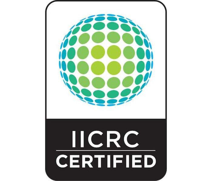 IICRC Certified Firm logo and circular dots that combine to create a sphere.
